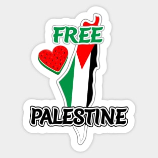 Free Palestine - Map and Watermelon Logo Sticker